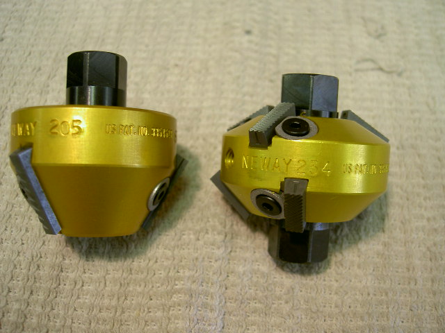 Valve seat cutters, notice there are 3 angles 